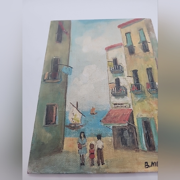 Vintage Still Life unframed oil painting, signed by B. Merriman.  Approx 8" x 6" - Picture 7 of 8